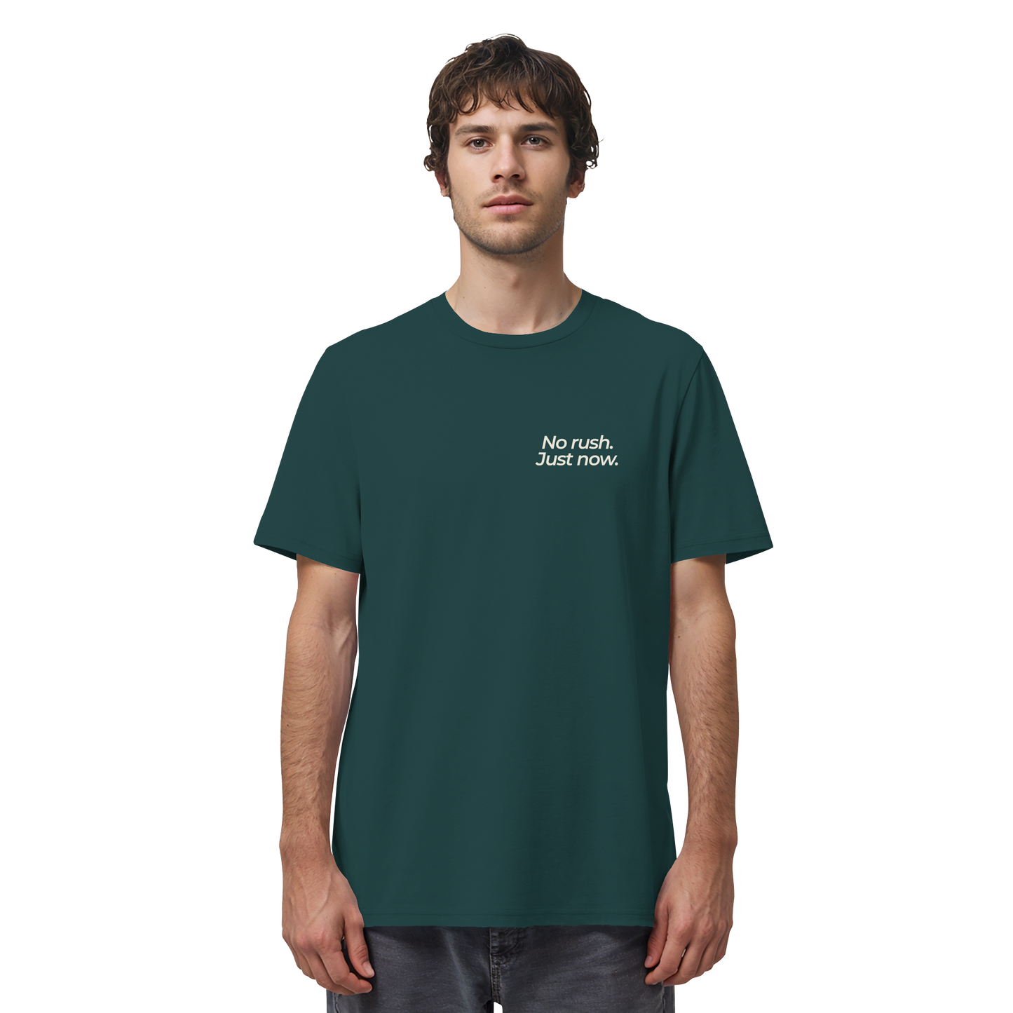 Grüne Wiese - No rush. Just now. - Unisex Bio T-Shirt