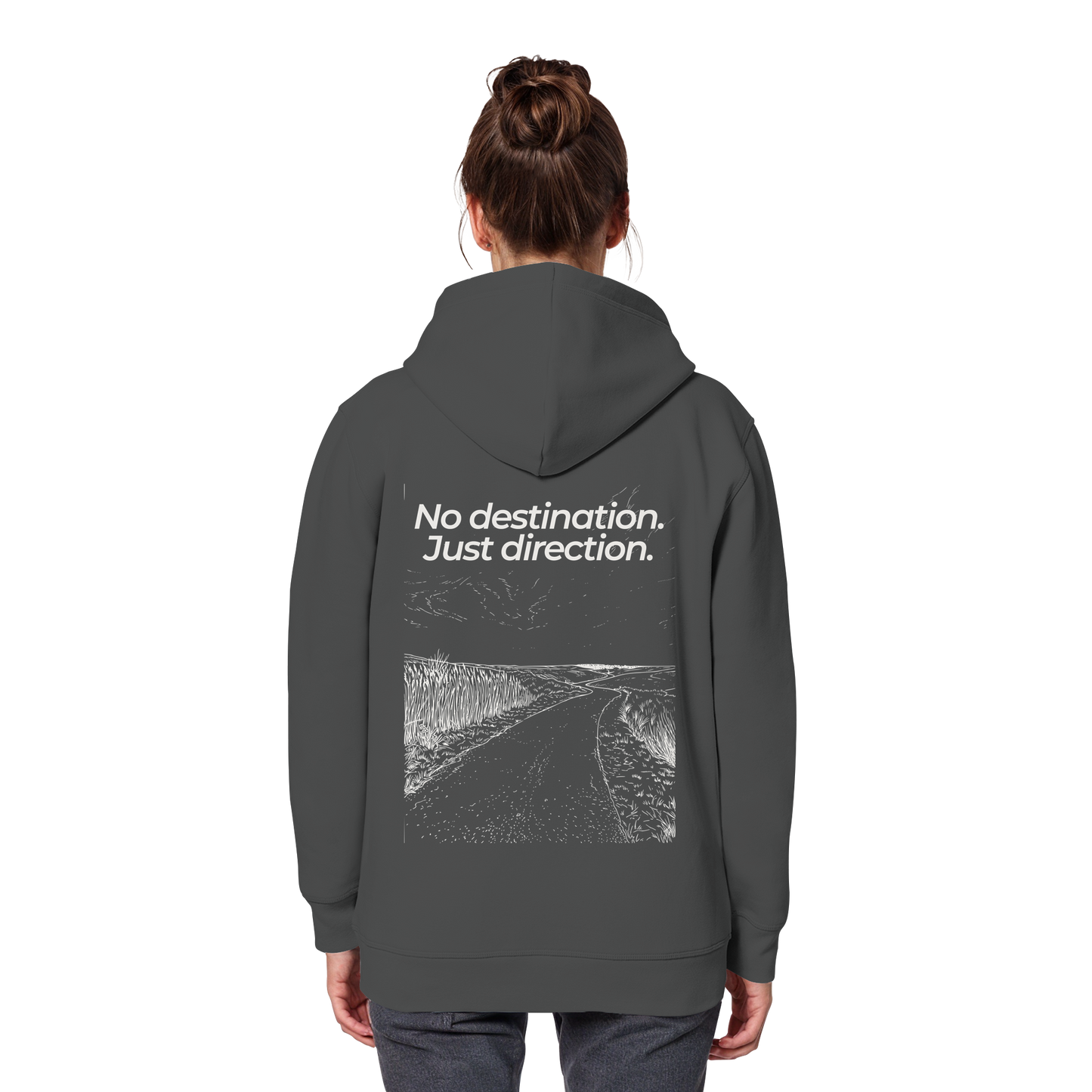 Weg durch die Dünen - No destination. Just direction. - Unisex Bio Basic Hoodie