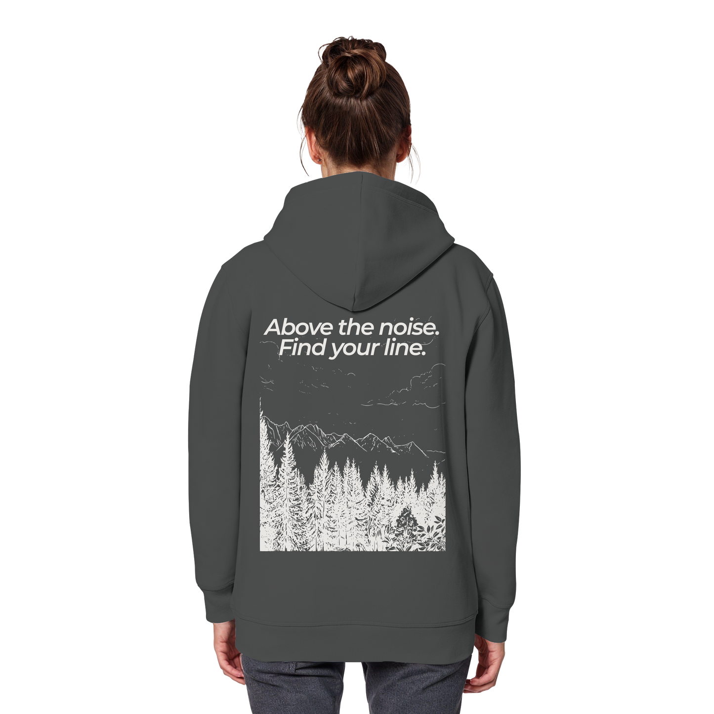 Berggipfel - Above the noise. Find jour line. - Unisex Bio Basic Hoodie