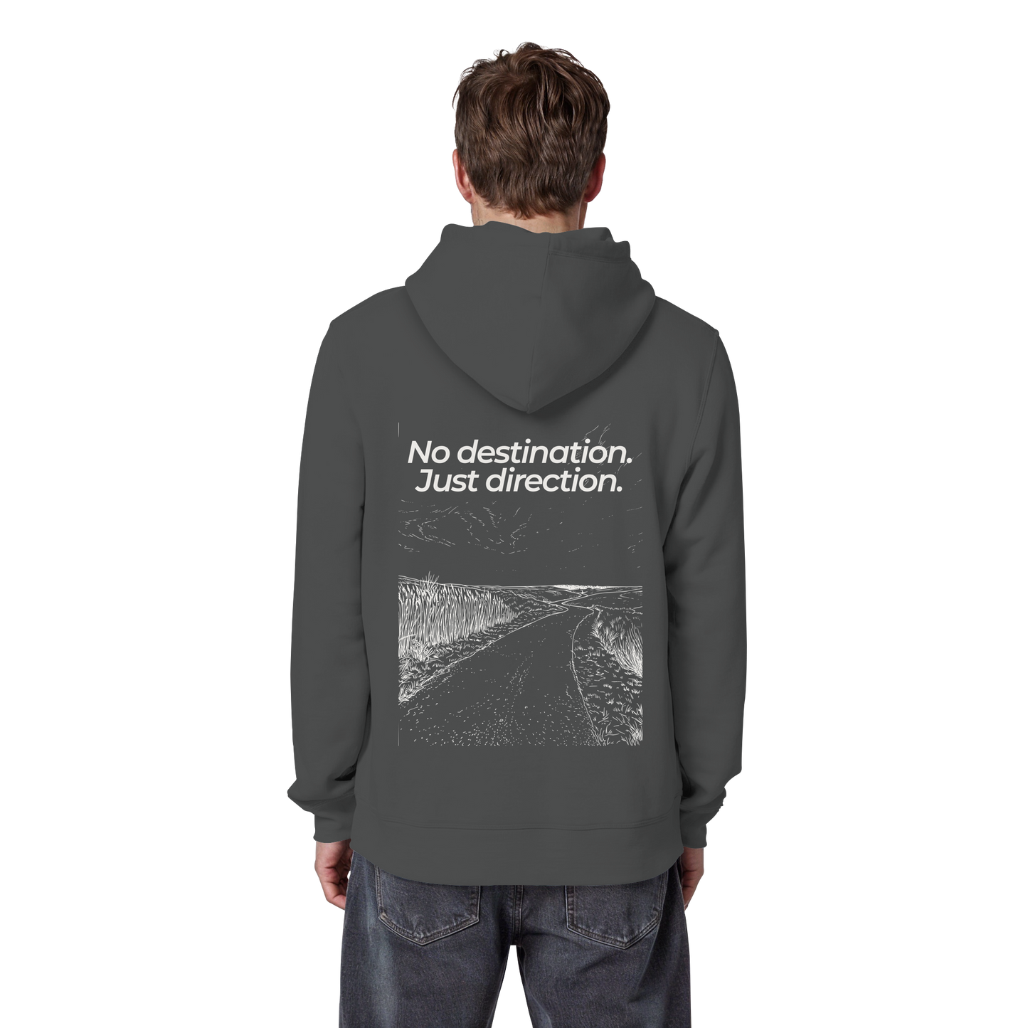 Weg durch die Dünen - No destination. Just direction. - Unisex Bio Basic Hoodie