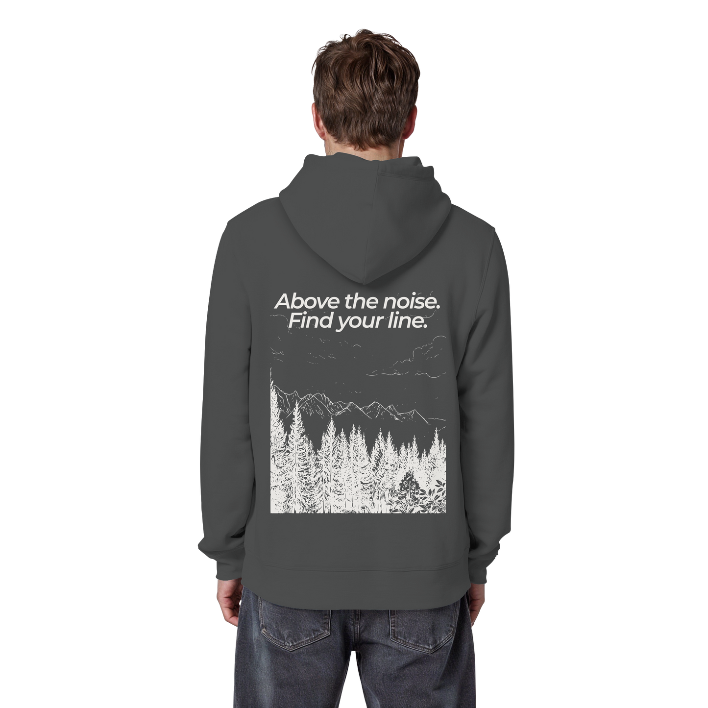 Berggipfel - Above the noise. Find jour line. - Unisex Bio Basic Hoodie