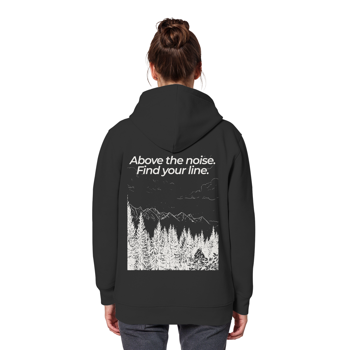 Berggipfel - Above the noise. Find jour line. - Unisex Bio Basic Hoodie