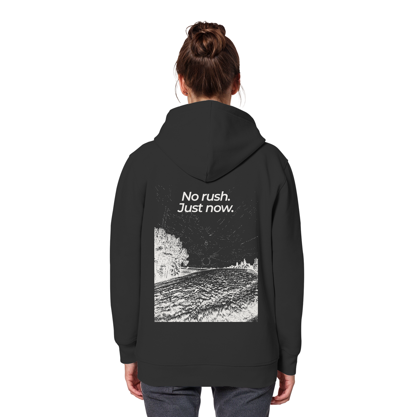 Grüne Wiese - No rush. Just now. - Unisex Bio Basic Hoodie