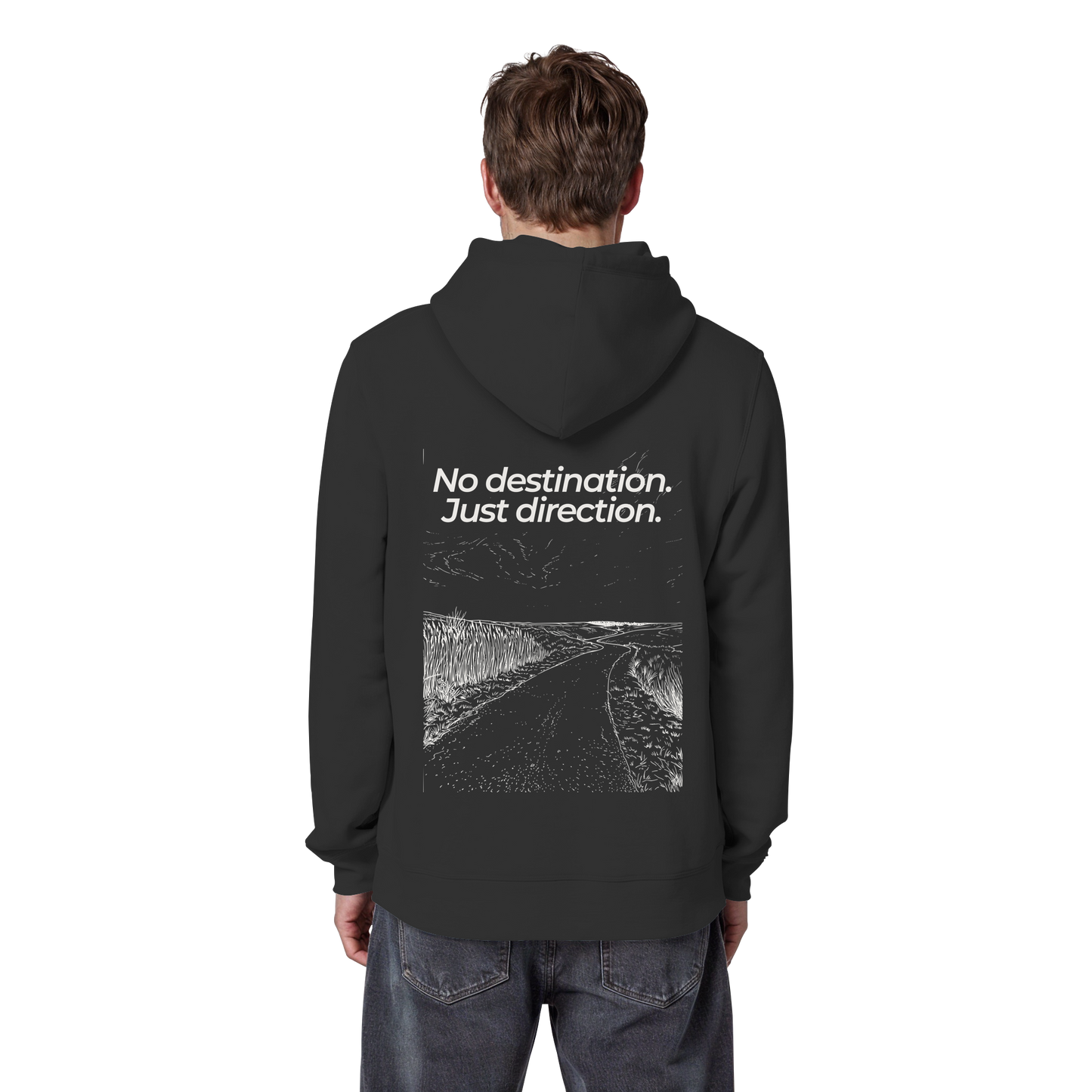 Weg durch die Dünen - No destination. Just direction. - Unisex Bio Basic Hoodie