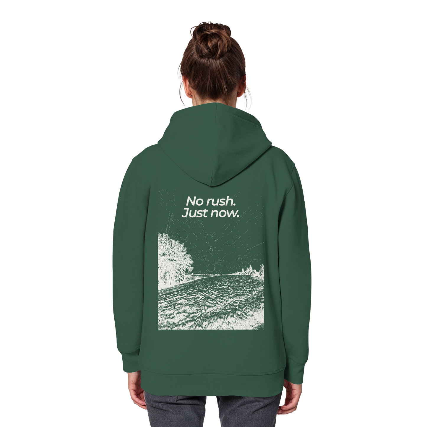 Grüne Wiese - No rush. Just now. - Unisex Bio Basic Hoodie