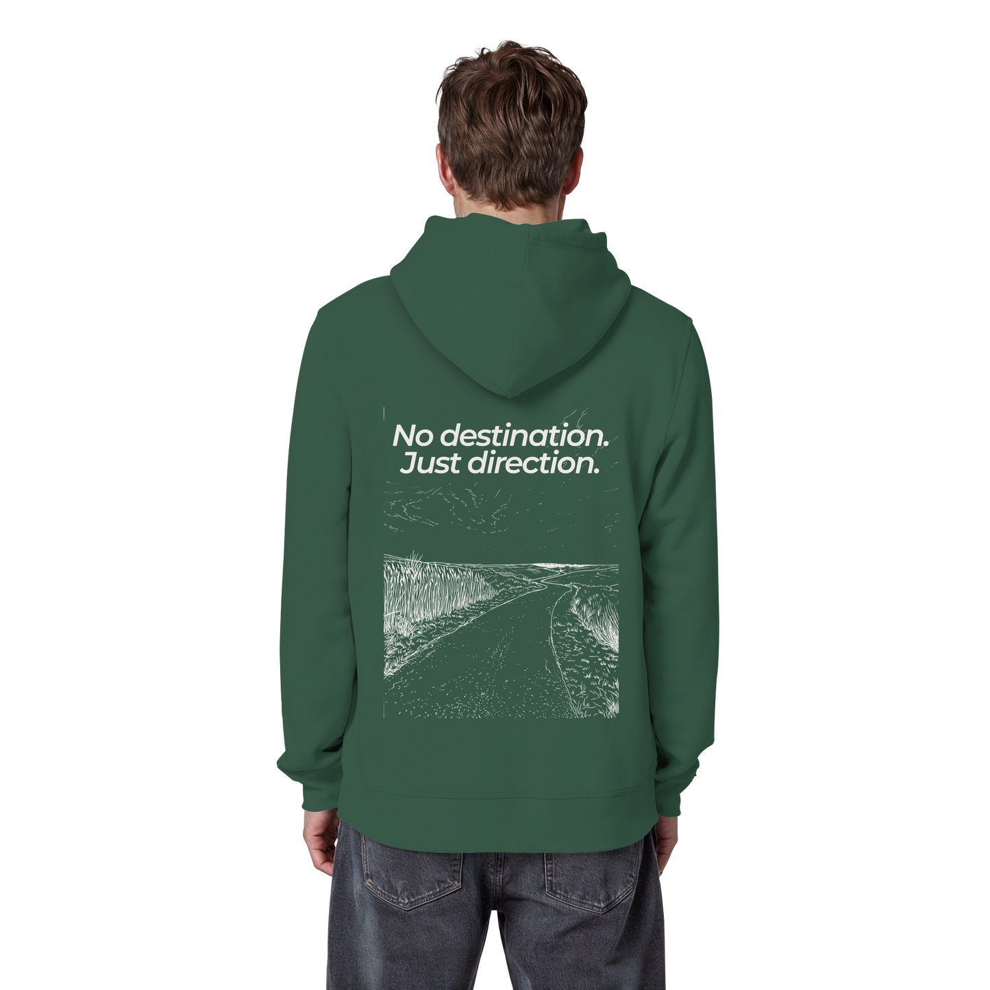 Weg durch die Dünen - No destination. Just direction. - Unisex Bio Basic Hoodie
