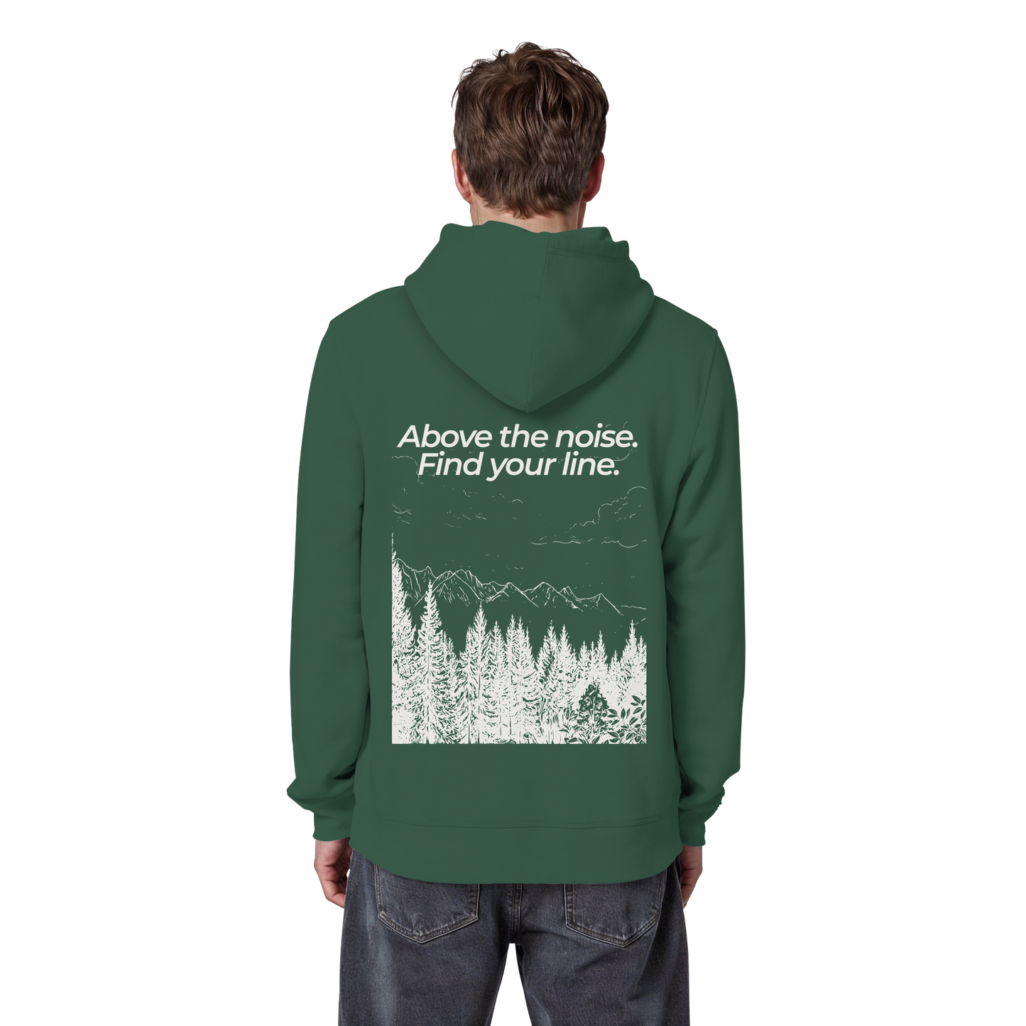 Berggipfel - Above the noise. Find jour line. - Unisex Bio Basic Hoodie