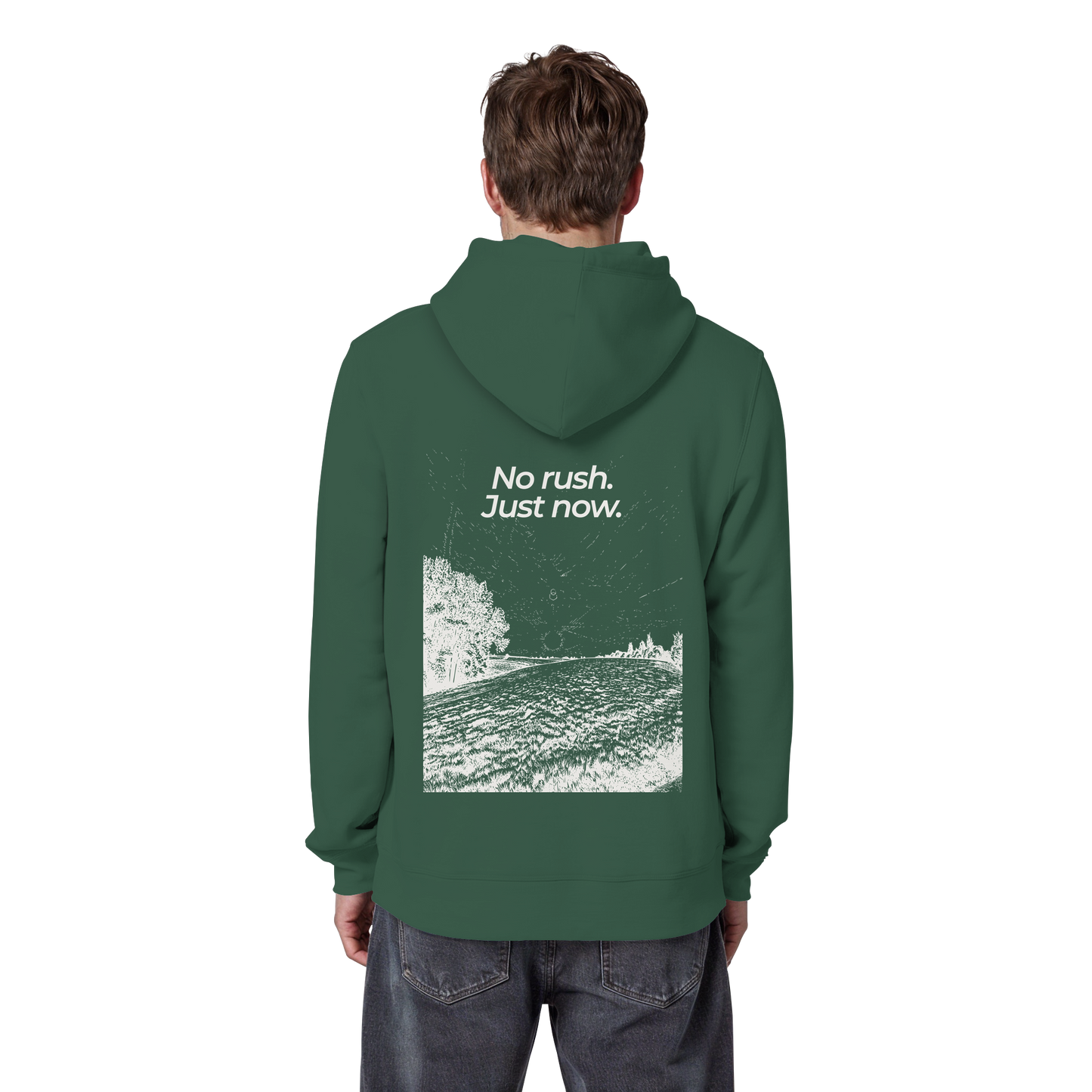 Grüne Wiese - No rush. Just now. - Unisex Bio Basic Hoodie