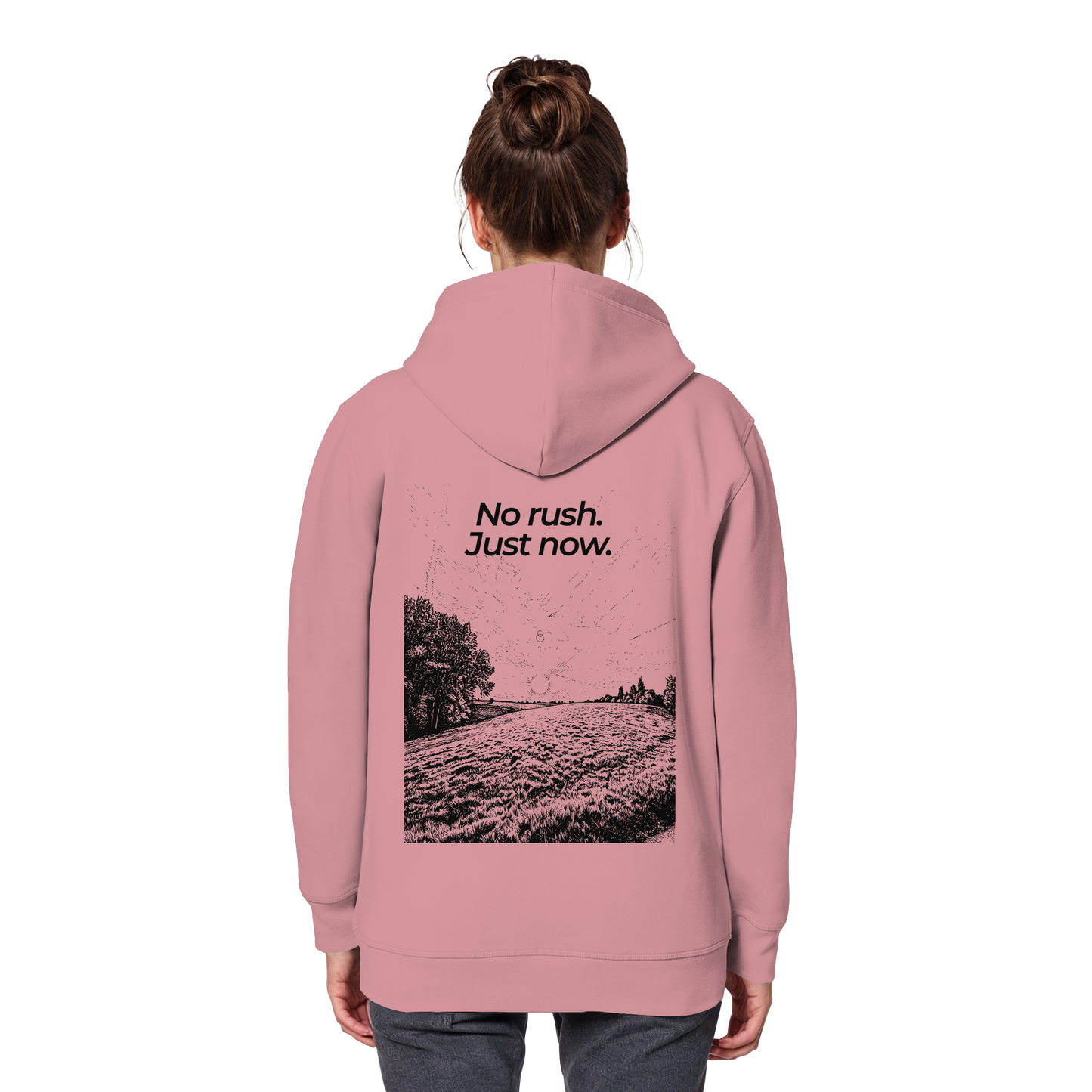 Grüne Wiese - No rush. Just now. - Unisex Bio Basic Hoodie