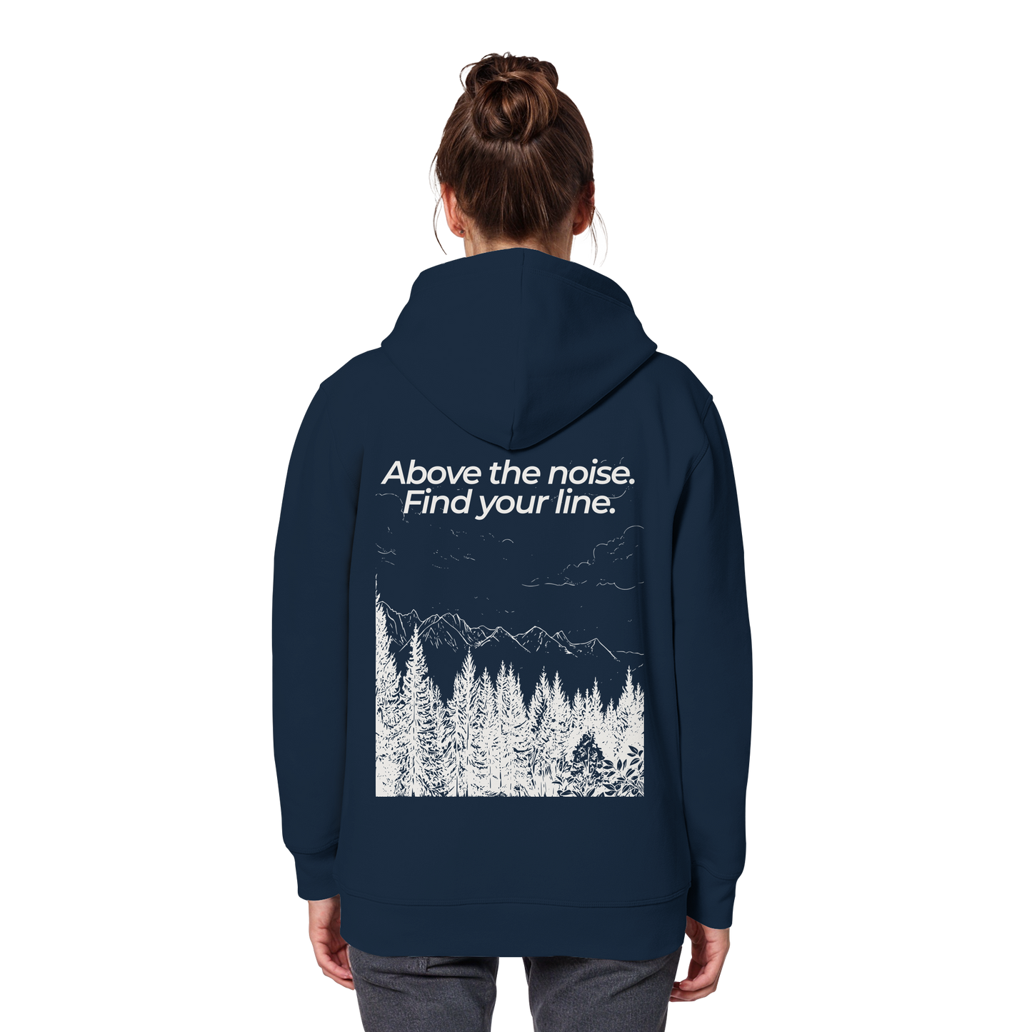 Berggipfel - Above the noise. Find jour line. - Unisex Bio Basic Hoodie