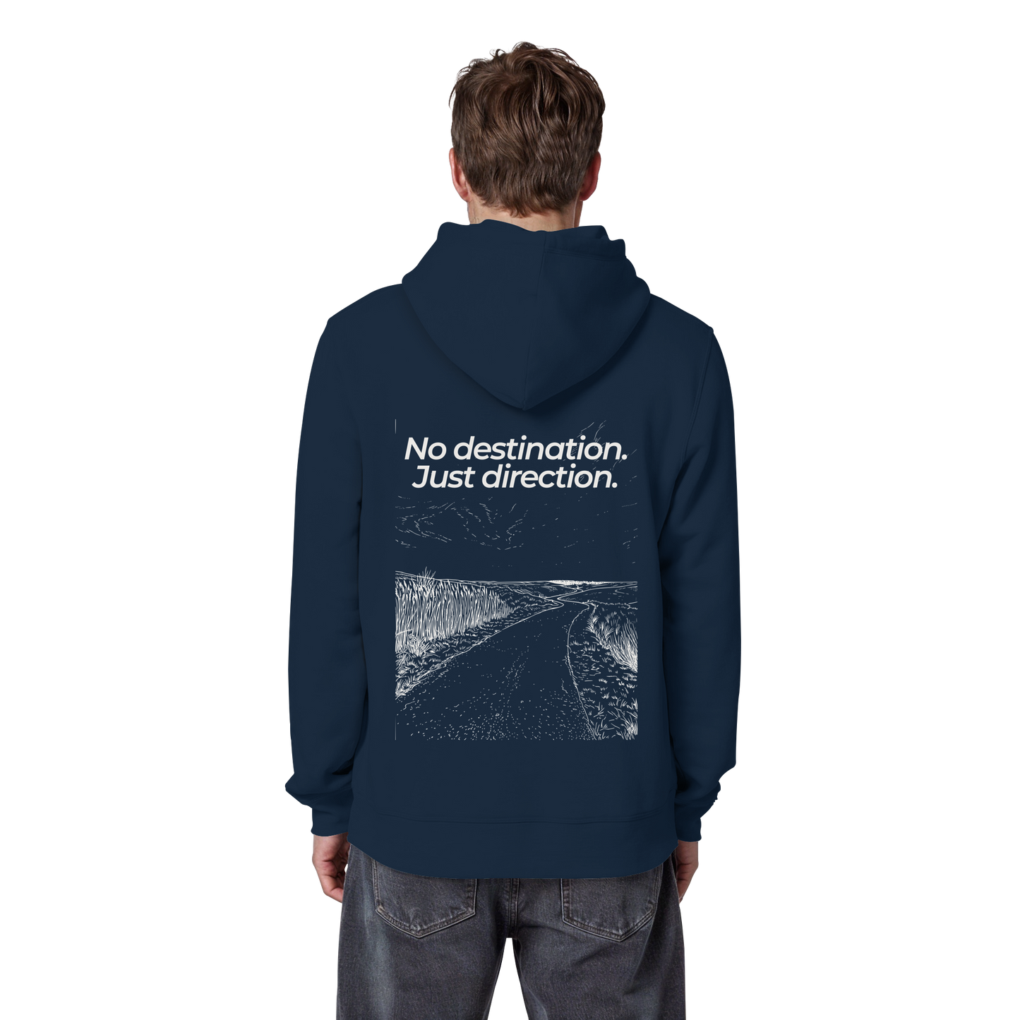 Weg durch die Dünen - No destination. Just direction. - Unisex Bio Basic Hoodie