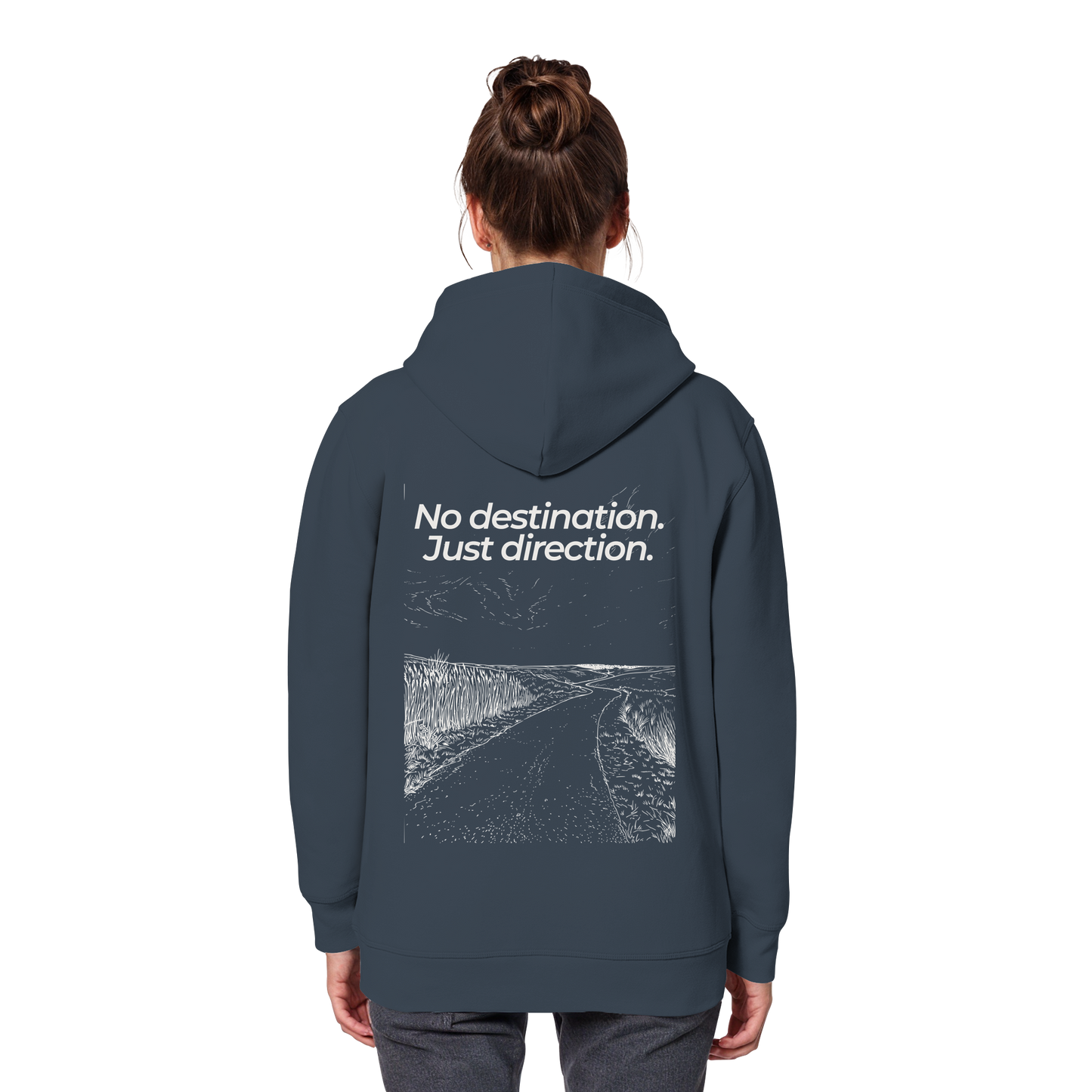Weg durch die Dünen - No destination. Just direction. - Unisex Bio Basic Hoodie