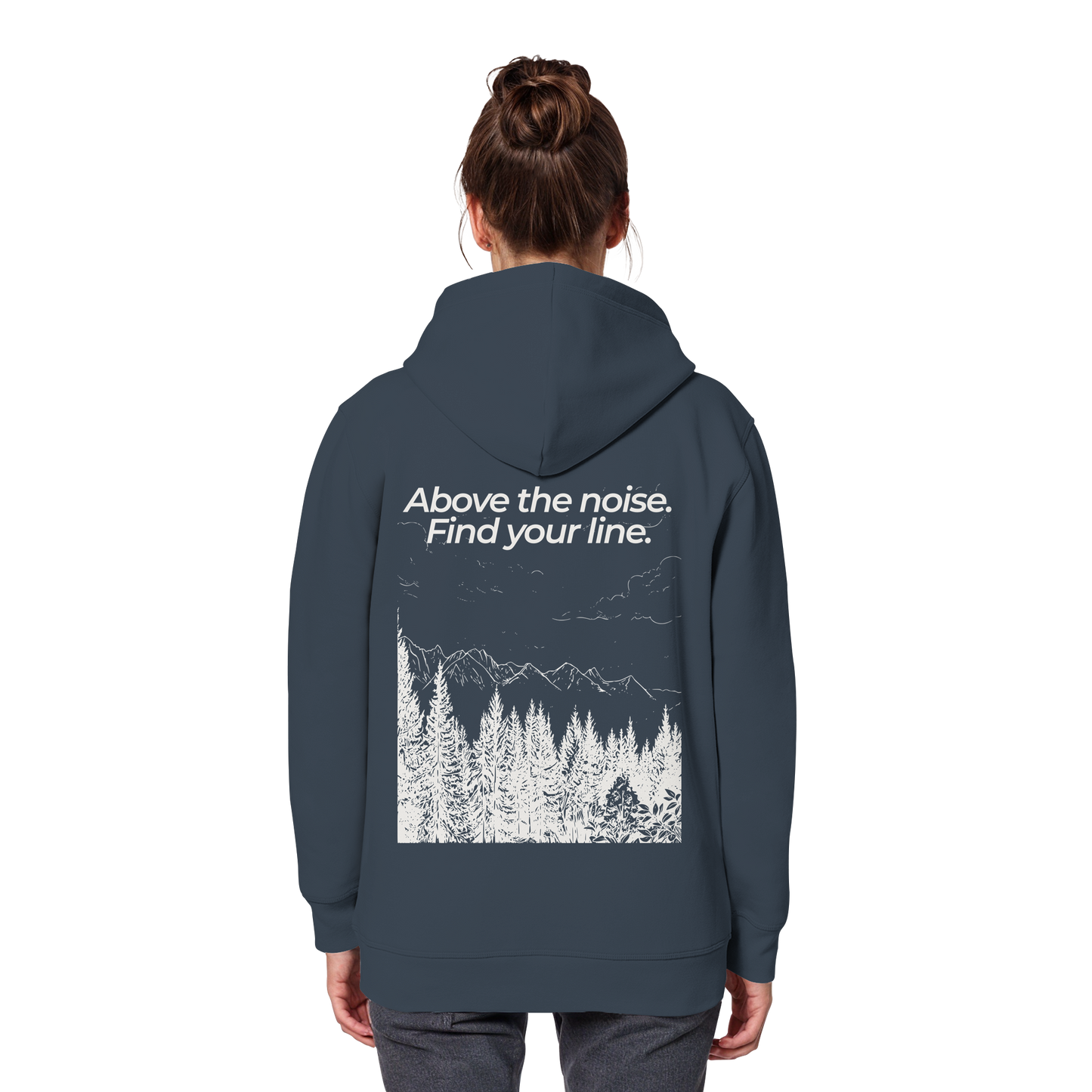 Berggipfel - Above the noise. Find jour line. - Unisex Bio Basic Hoodie