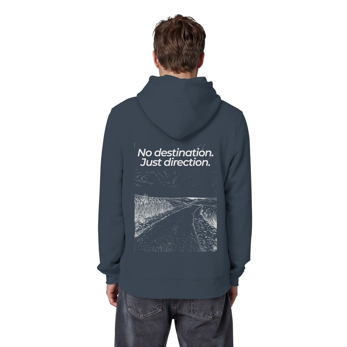 Weg durch die Dünen - No destination. Just direction. - Unisex Bio Basic Hoodie