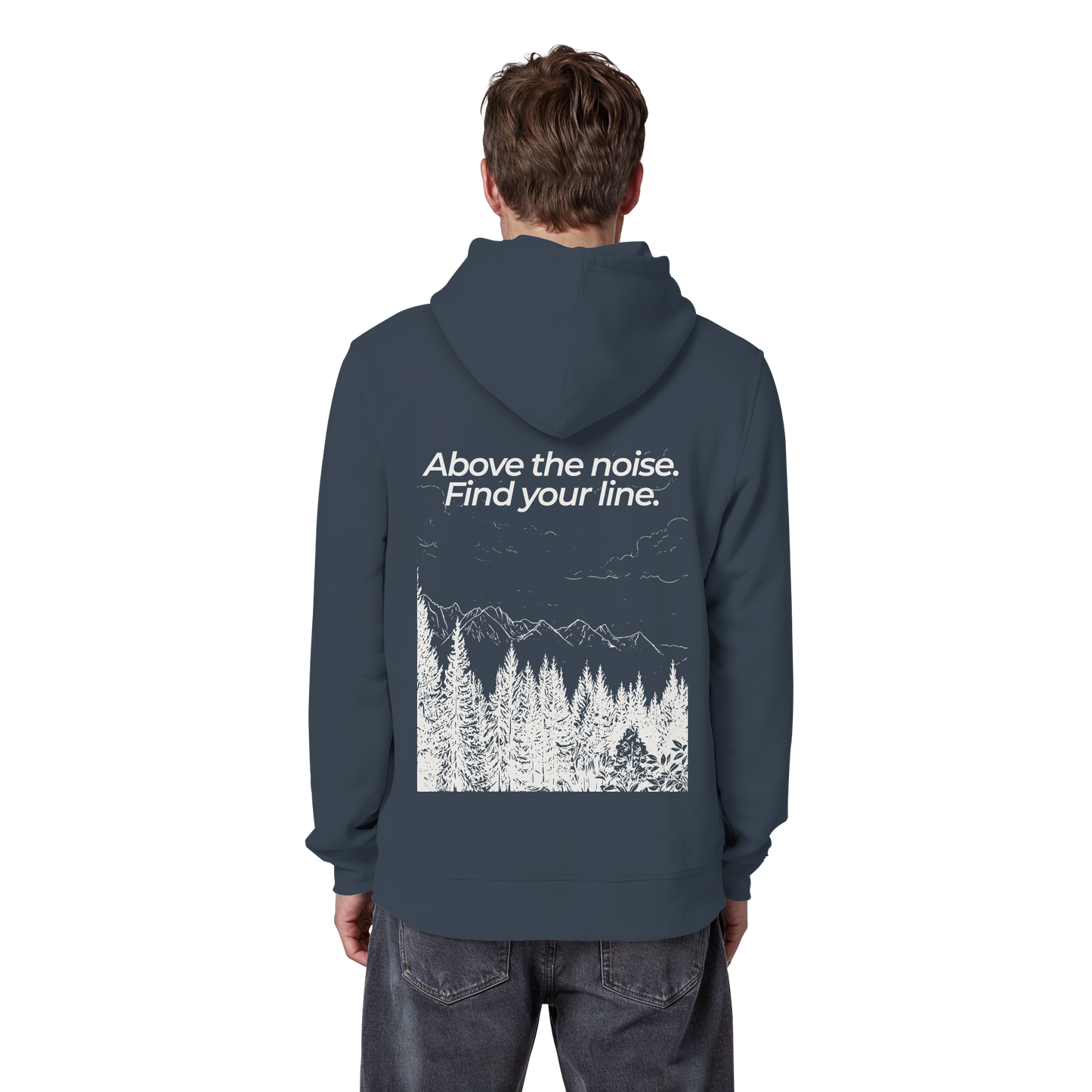 Berggipfel - Above the noise. Find jour line. - Unisex Bio Basic Hoodie