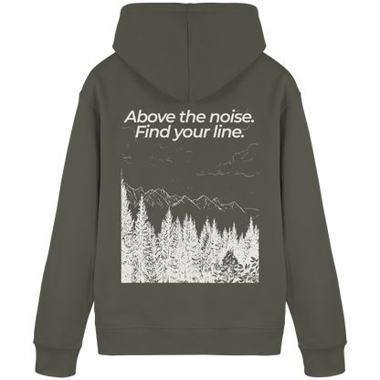 Berggipfel - Above the noise. Find jour line. - Unisex Bio Basic Hoodie