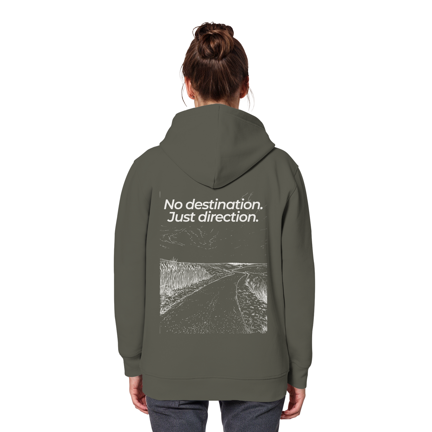 Weg durch die Dünen - No destination. Just direction. - Unisex Bio Basic Hoodie