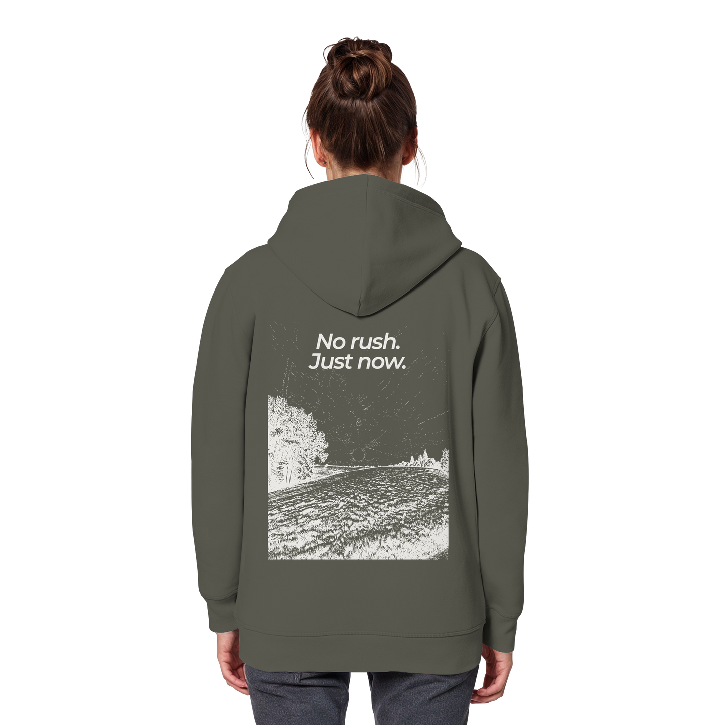 Grüne Wiese - No rush. Just now. - Unisex Bio Basic Hoodie