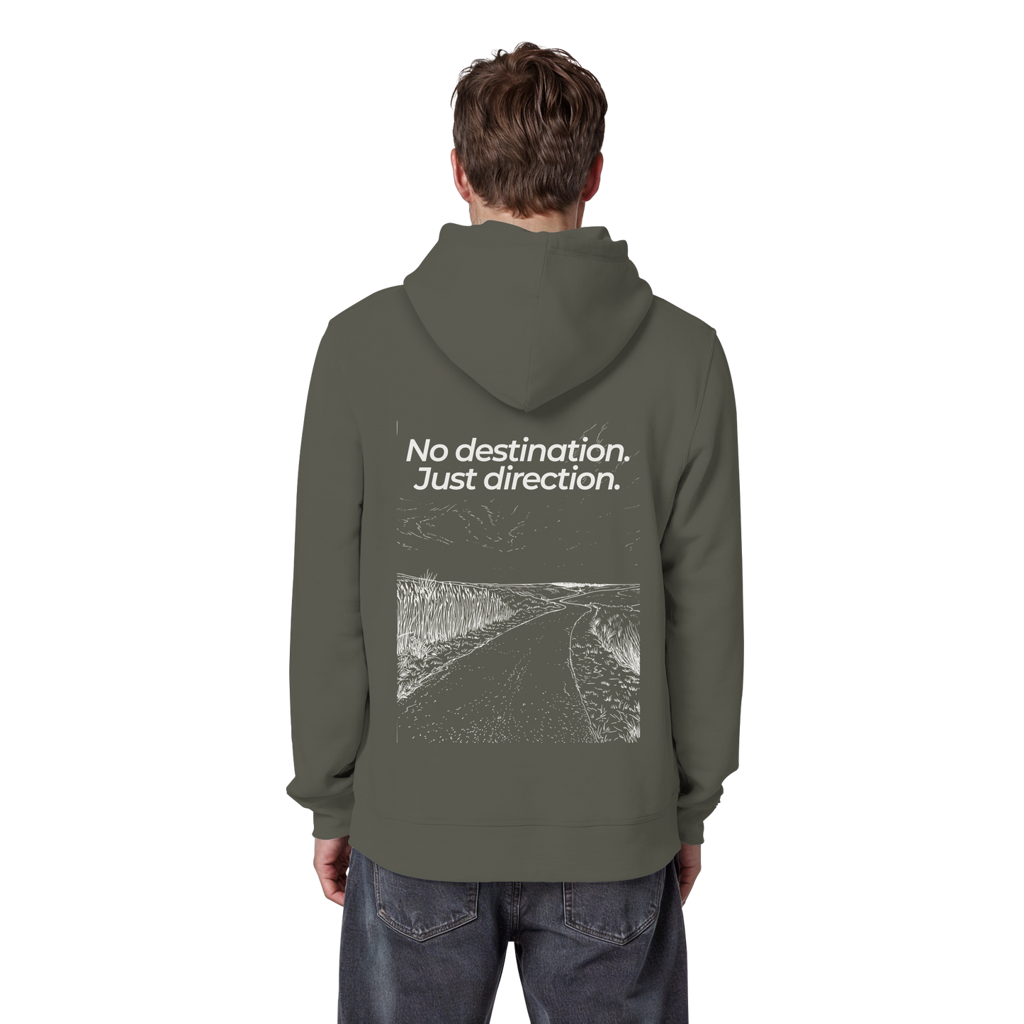 Weg durch die Dünen - No destination. Just direction. - Unisex Bio Basic Hoodie