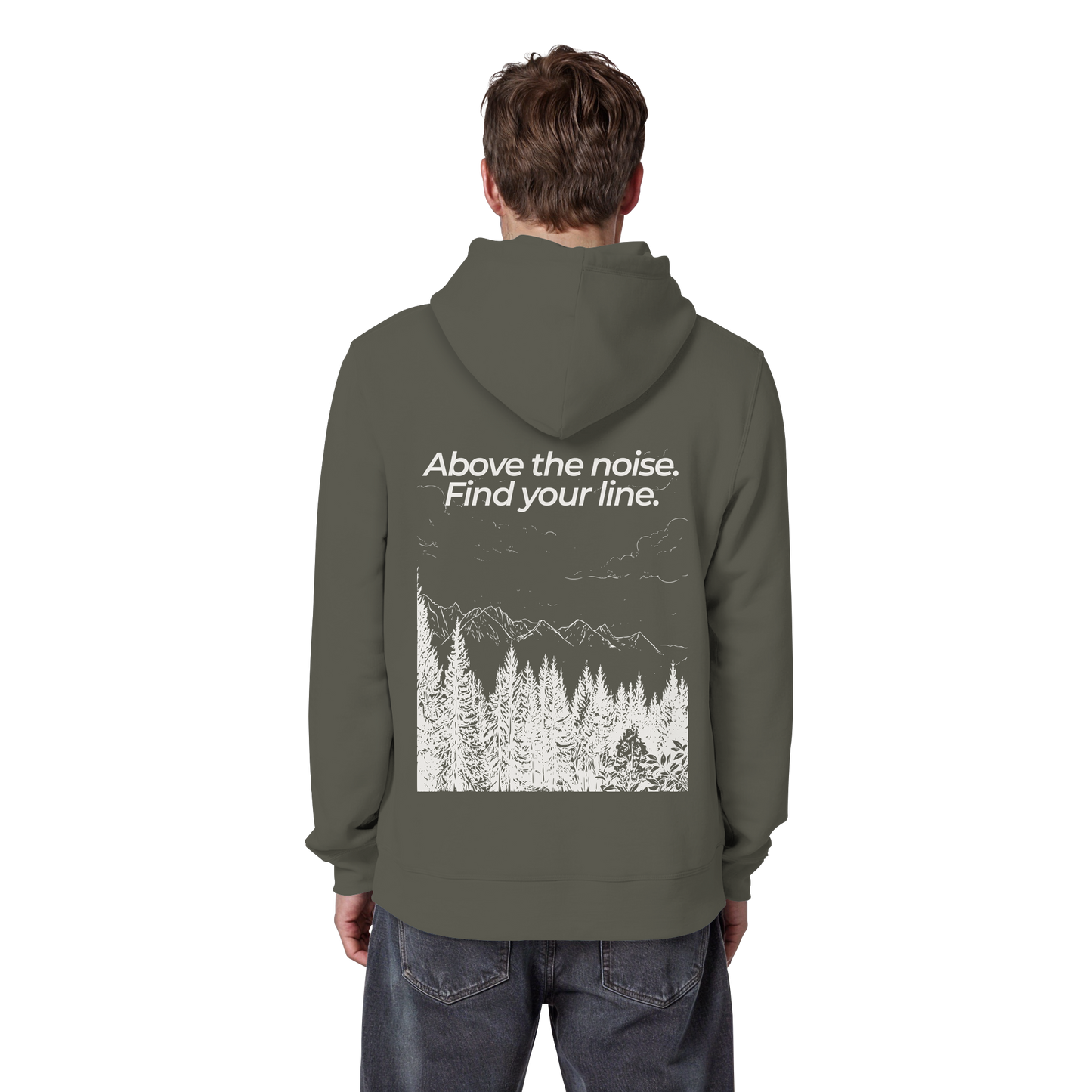 Berggipfel - Above the noise. Find jour line. - Unisex Bio Basic Hoodie