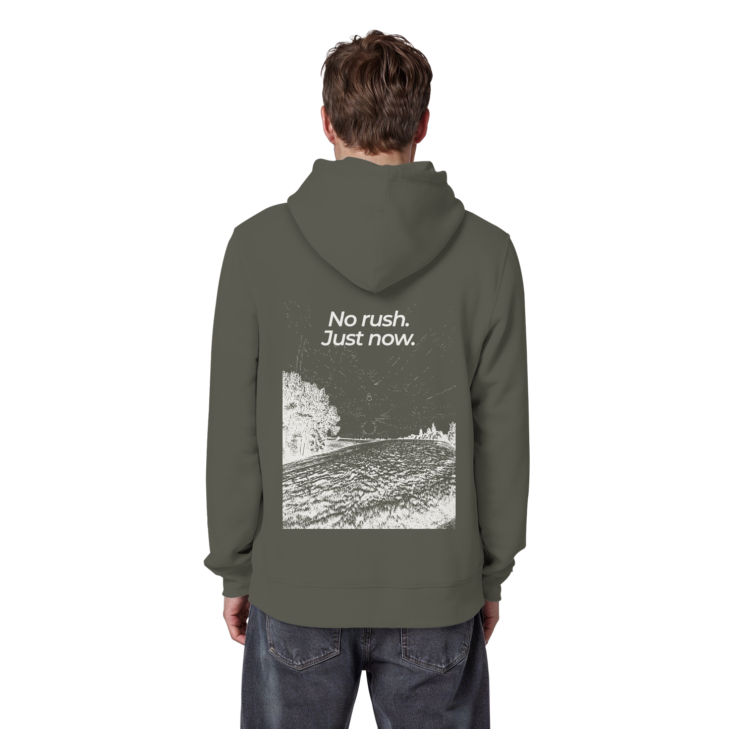 Grüne Wiese - No rush. Just now. - Unisex Bio Basic Hoodie