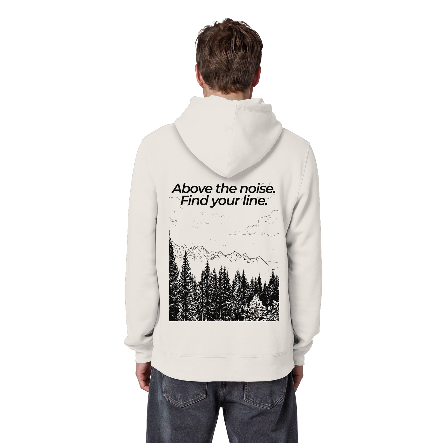 Berggipfel - Above the noise. Find jour line. - Unisex Bio Basic Hoodie