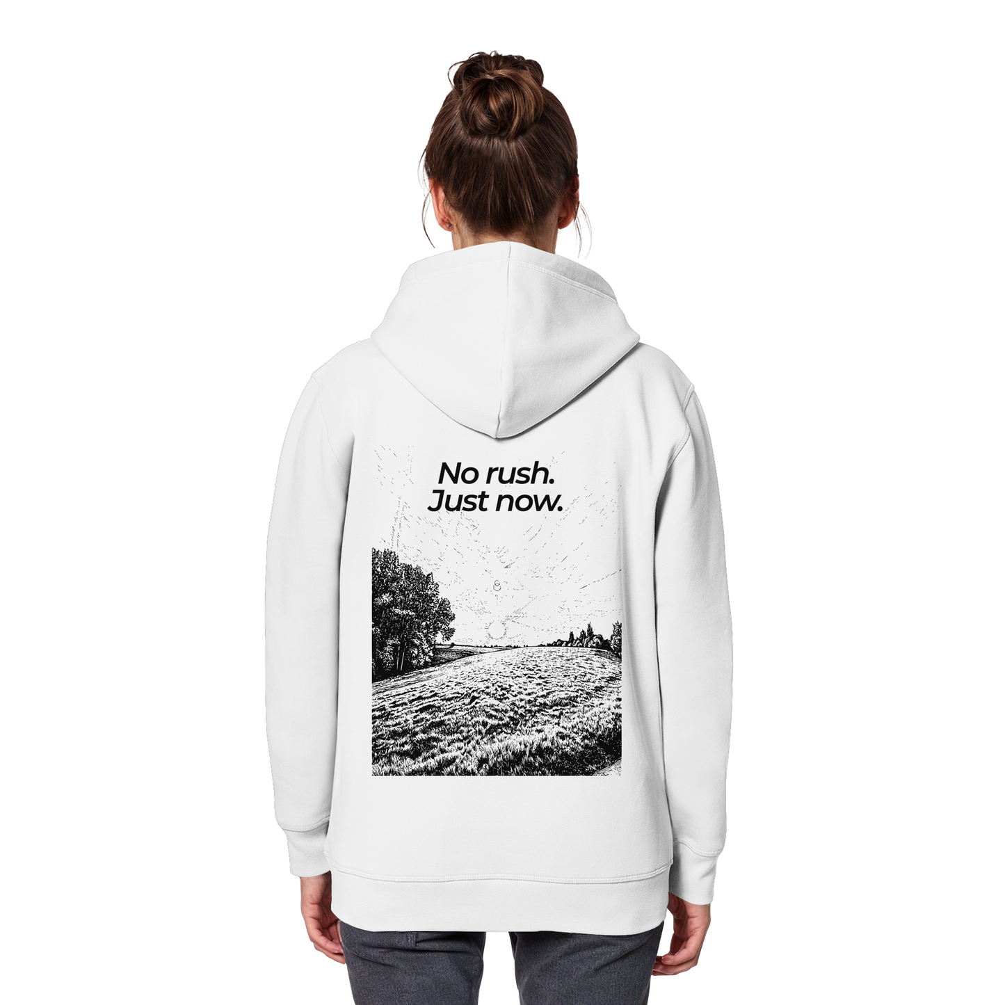 Grüne Wiese - No rush. Just now. - Unisex Bio Basic Hoodie