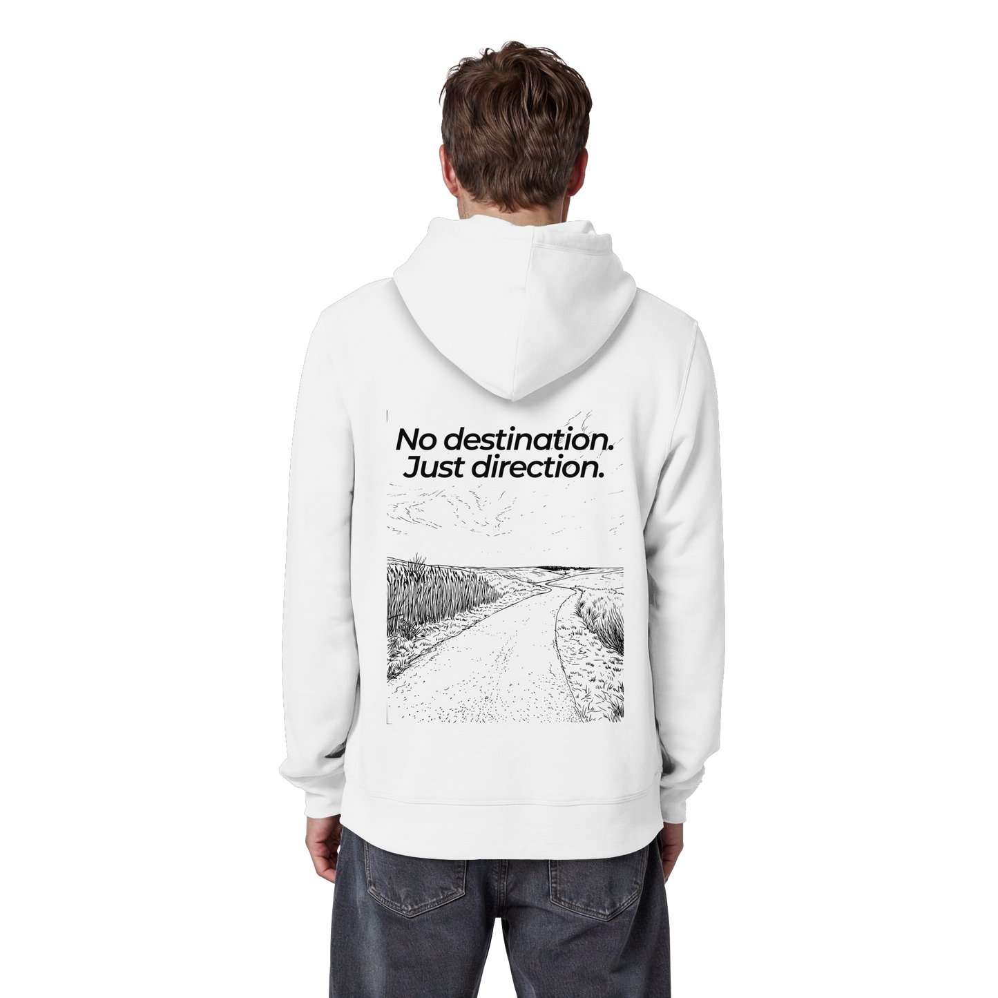 Weg durch die Dünen - No destination. Just direction. - Unisex Bio Basic Hoodie