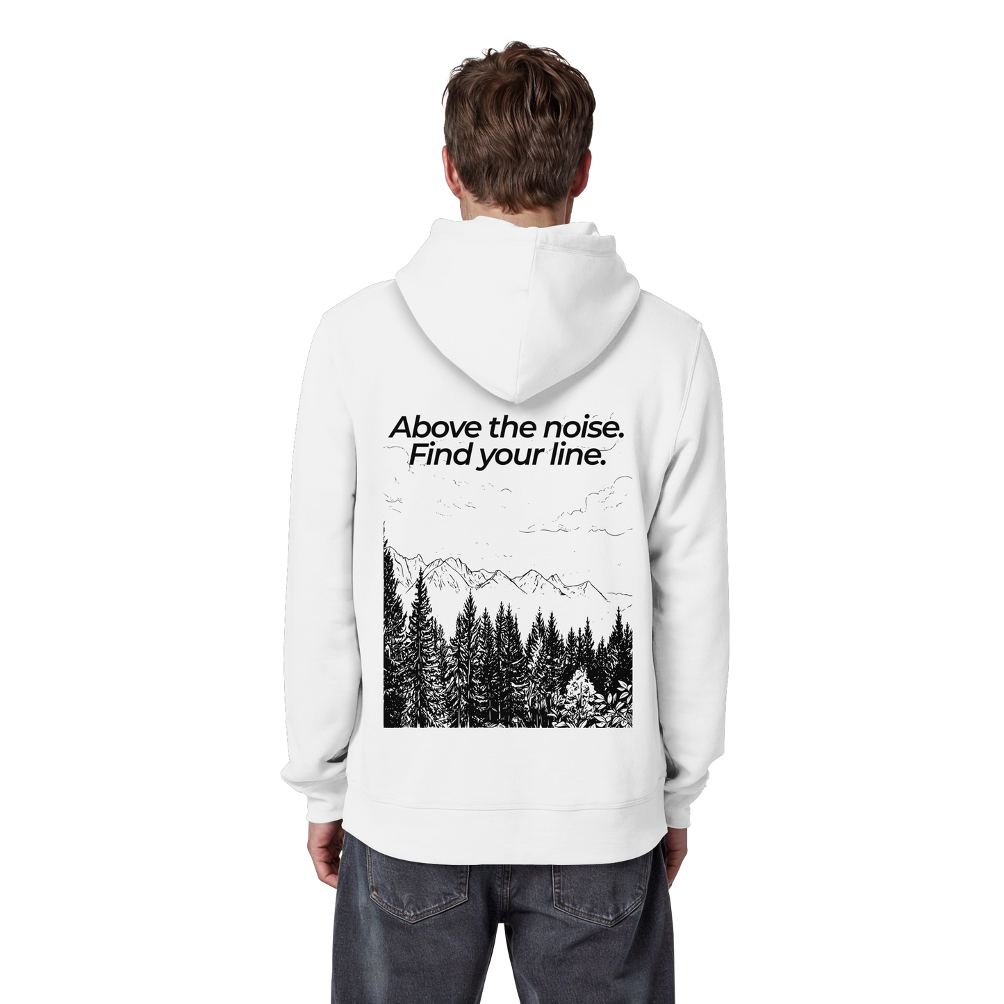Berggipfel - Above the noise. Find jour line. - Unisex Bio Basic Hoodie