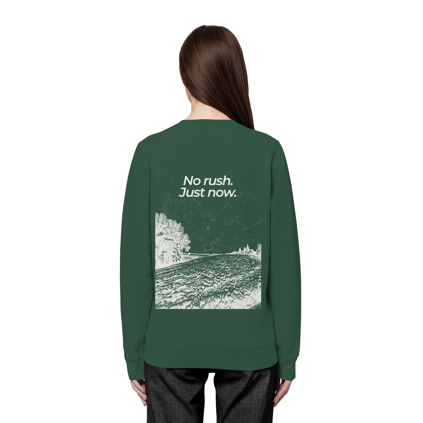 Grüne Wiese - No rush. Just now. - Unisex Bio Basic Sweatshirt
