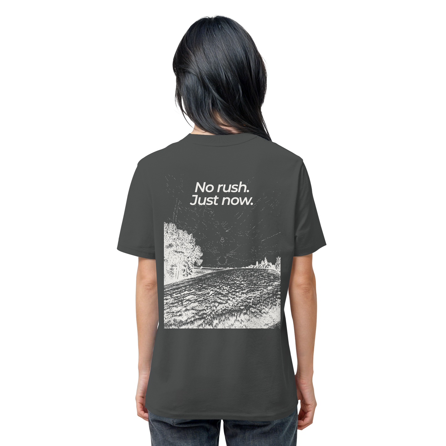 Grüne Wiese - No rush. Just now. - Unisex Bio T-Shirt