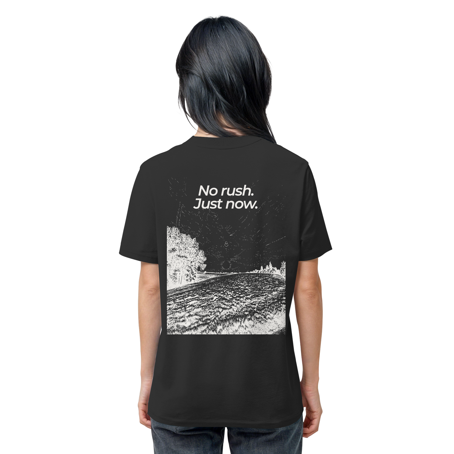 Grüne Wiese - No rush. Just now. - Unisex Bio T-Shirt