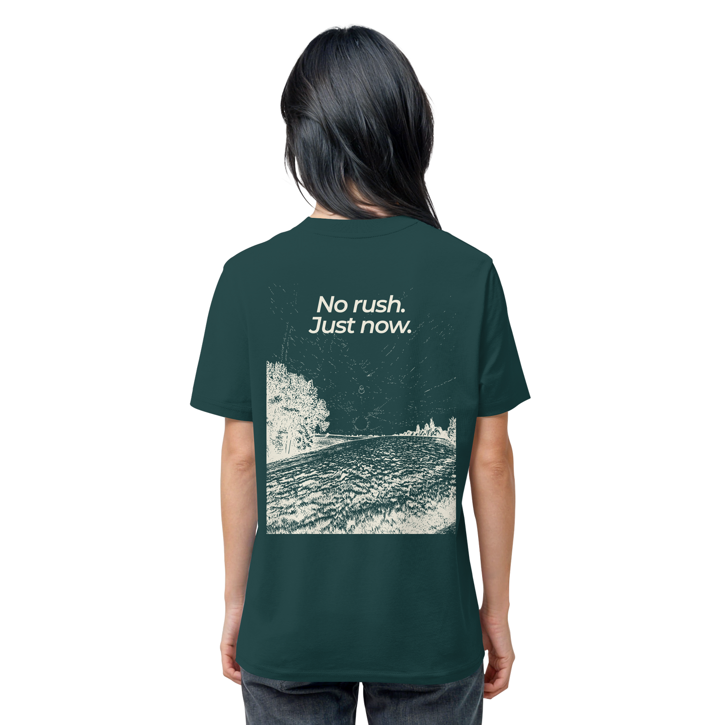 Grüne Wiese - No rush. Just now. - Unisex Bio T-Shirt