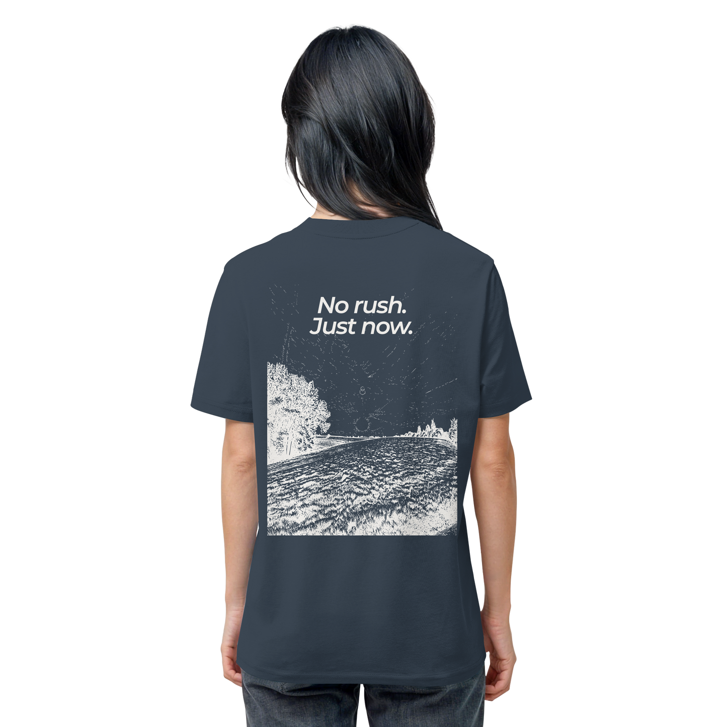 Grüne Wiese - No rush. Just now. - Unisex Bio T-Shirt