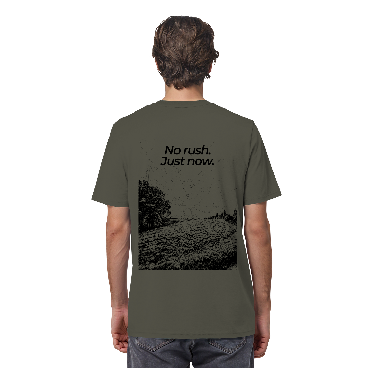 Grüne Wiese - No rush. Just now. - Unisex Bio T-Shirt