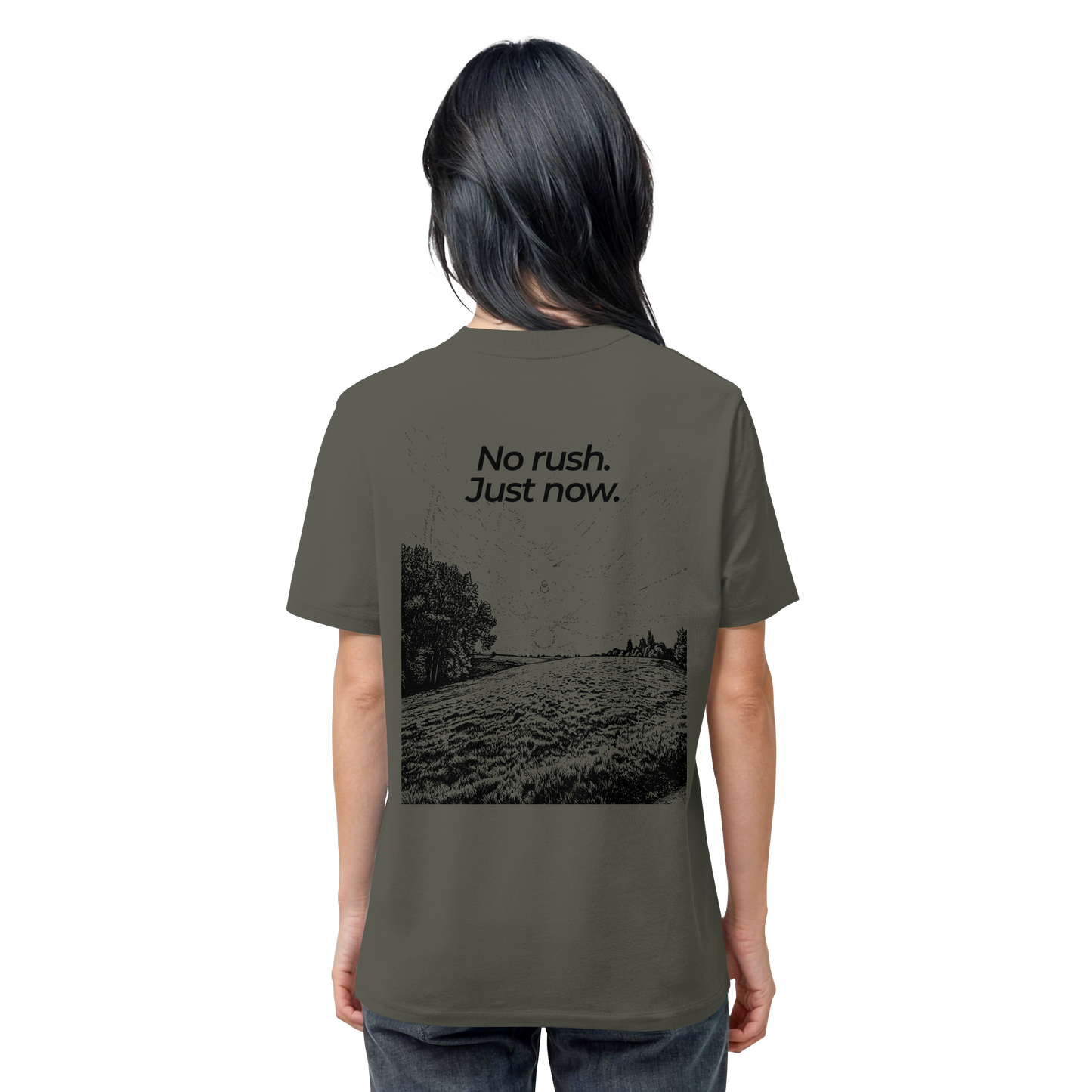 Grüne Wiese - No rush. Just now. - Unisex Bio T-Shirt