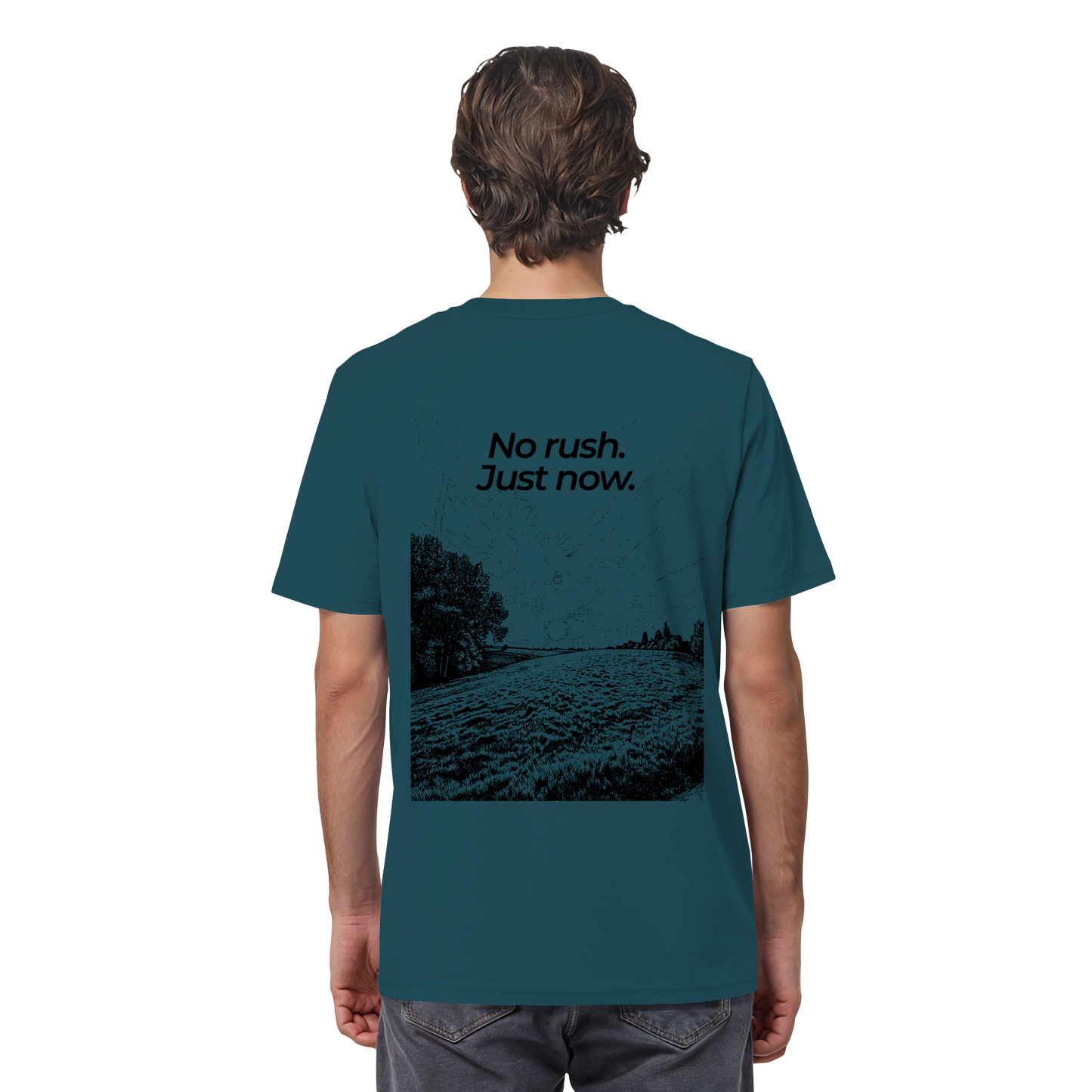 Grüne Wiese - No rush. Just now. - Unisex Bio T-Shirt