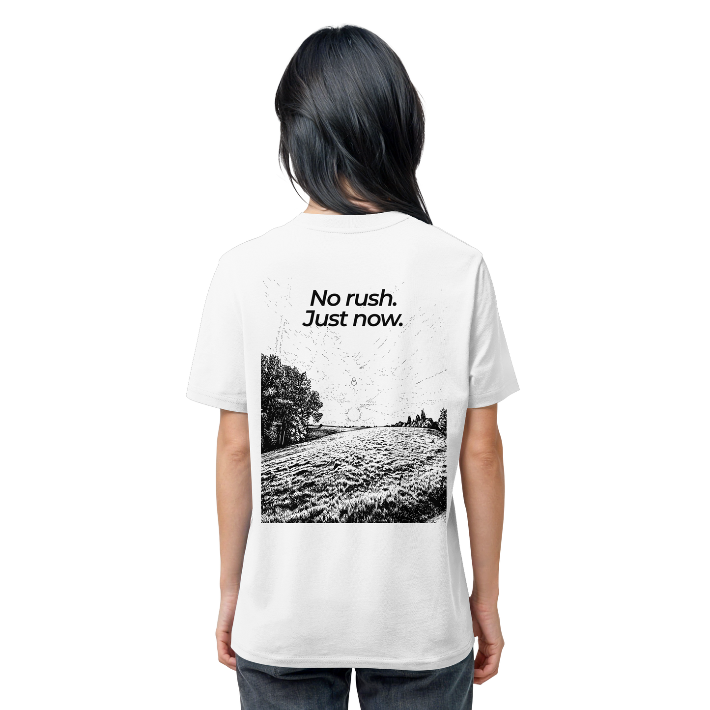 Grüne Wiese - No rush. Just now. - Unisex Bio T-Shirt