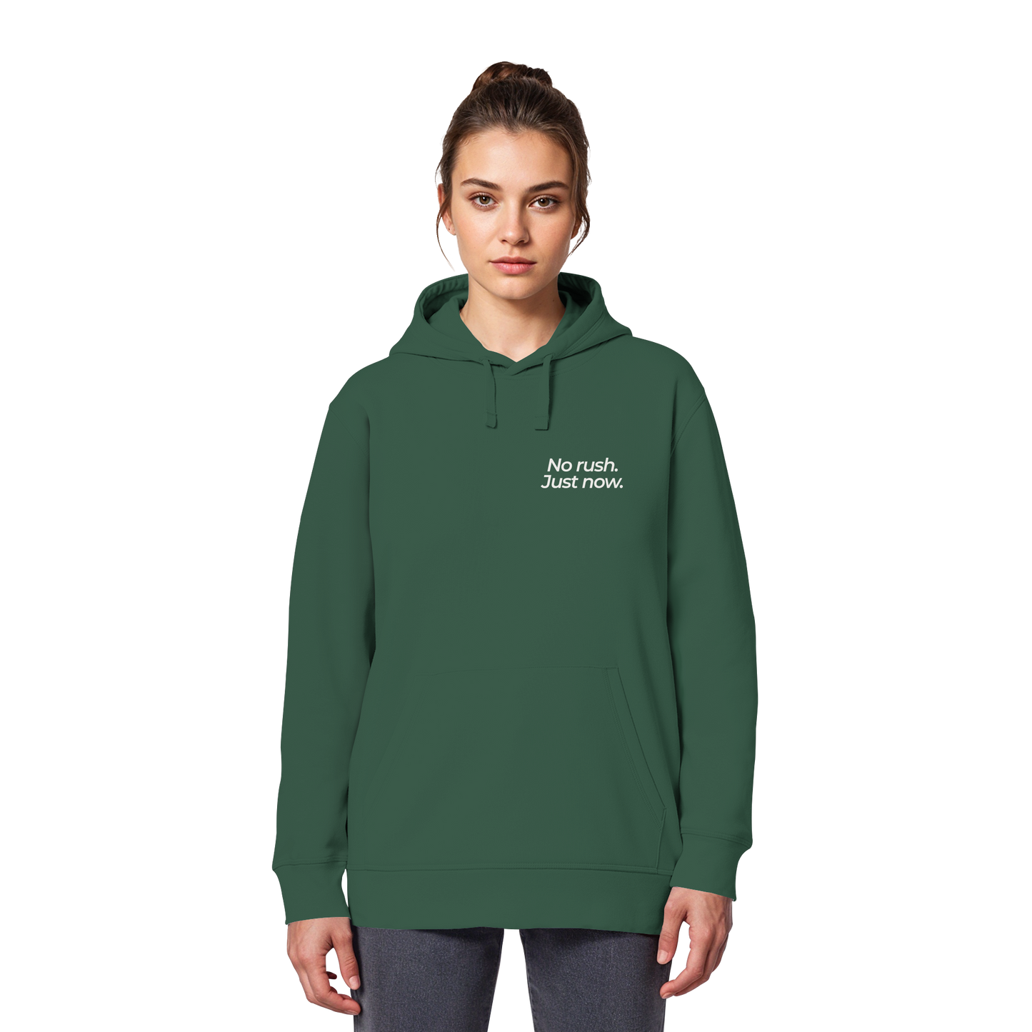 Grüne Wiese - No rush. Just now. - Unisex Bio Basic Hoodie