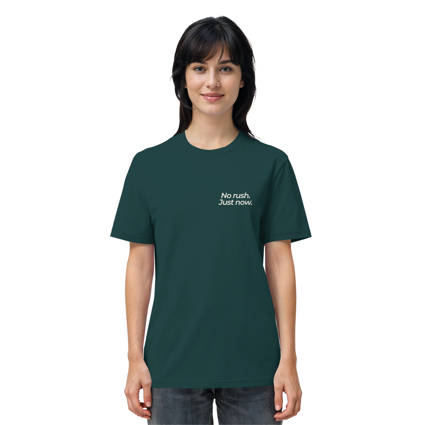 Grüne Wiese - No rush. Just now. - Unisex Bio T-Shirt