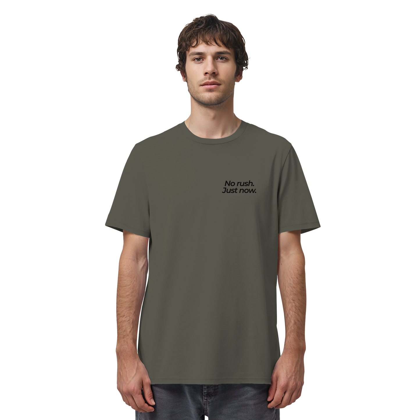 Grüne Wiese - No rush. Just now. - Unisex Bio T-Shirt