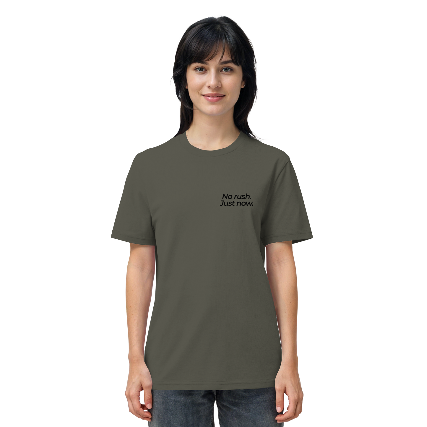 Grüne Wiese - No rush. Just now. - Unisex Bio T-Shirt